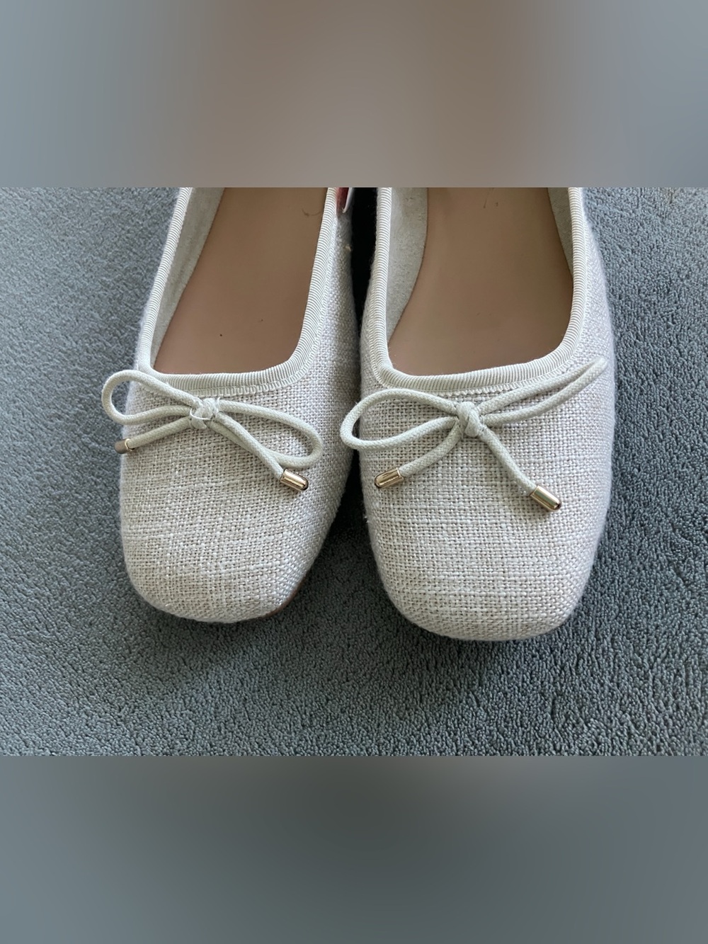 Joe Fresh 99% Linen Square Toe Ballet Flats Size 7 Cream NWT - Picture 3 of 8